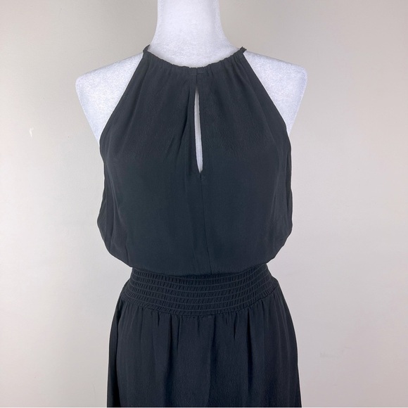 bobi Black | Date Night Smocked Waist Little Black Dress Midi - Picture 4 of 9